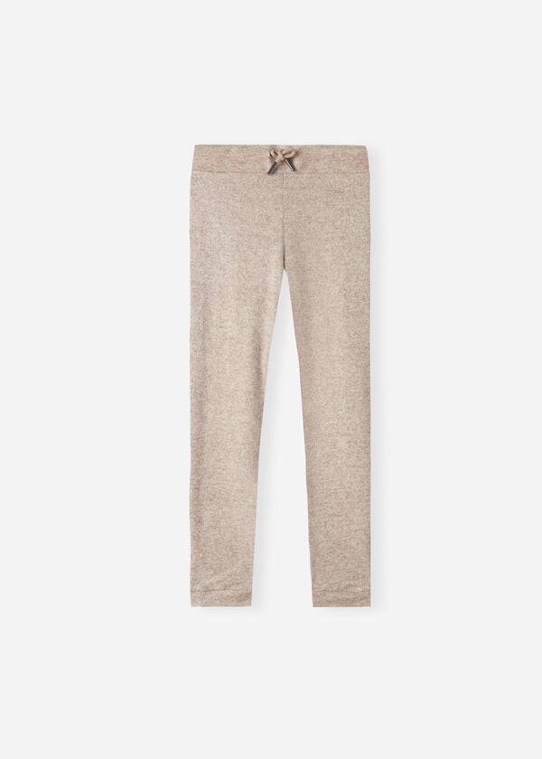 leggings sportivi elasticizzati in misto cashmere calzedonia per bambini beige