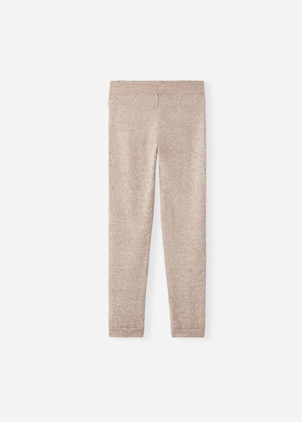 leggings sportivi elasticizzati in misto cashmere calzedonia per bambini beige
