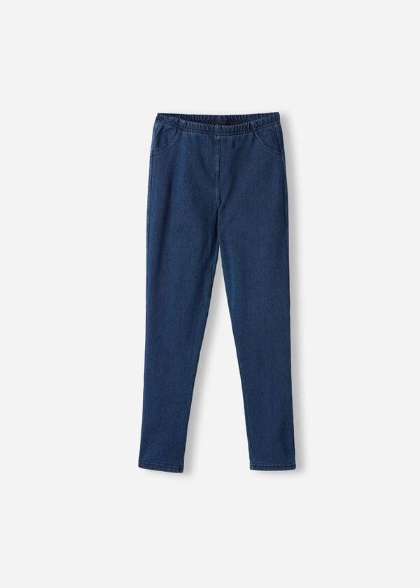 leggings termici in denim calzedonia per bambini blu
