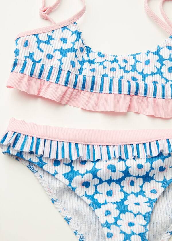 costumi da bagno aurora a due pezzi con stampa floreale calzedonia blu per bambini