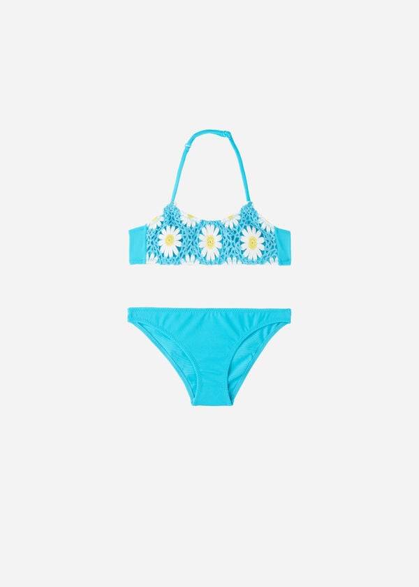 costume da bagno due pezzi margherita calzedonia per bambini turchese