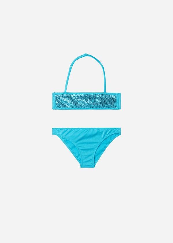 costume da bagno due pezzi a triangolo cannes calzedonia per bambini turchese