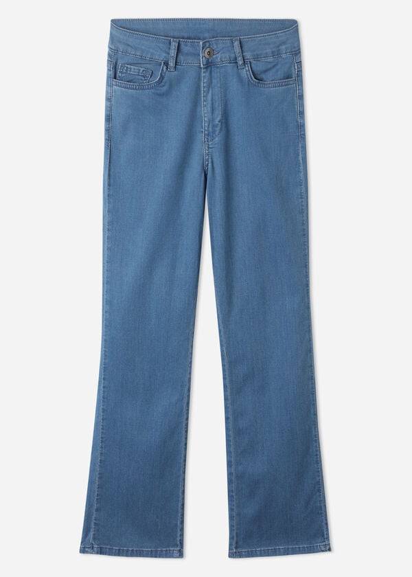 jeans da donna calzedonia eco light flared cropped denim blu