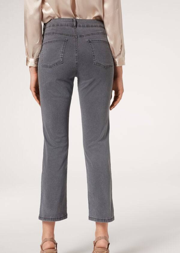 jeans da donna in denim cropped svasato leggero eco calzedonia grigio