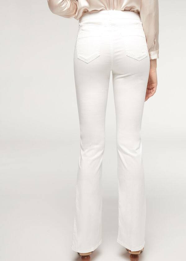 jeans da donna calzedonia eco light flared denim bianco