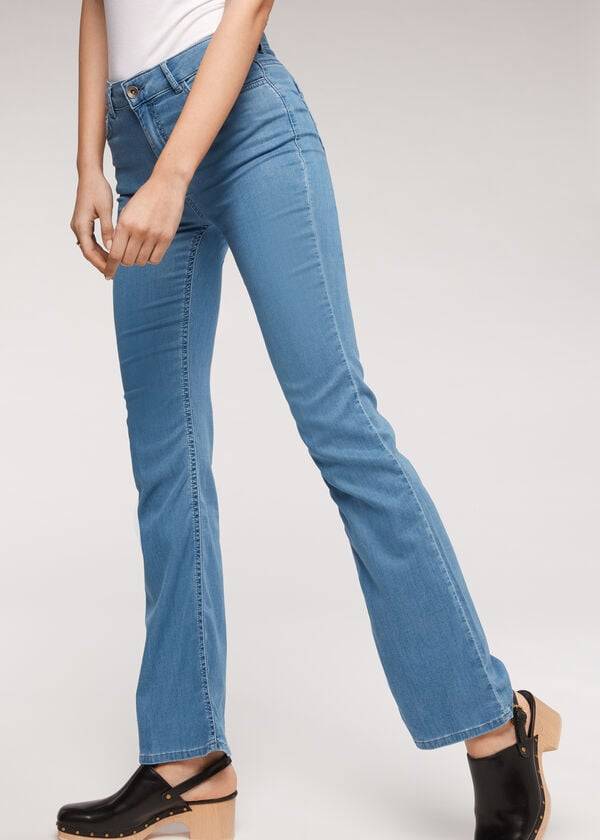 jeans da donna in denim svasato eco light calzedonia blu