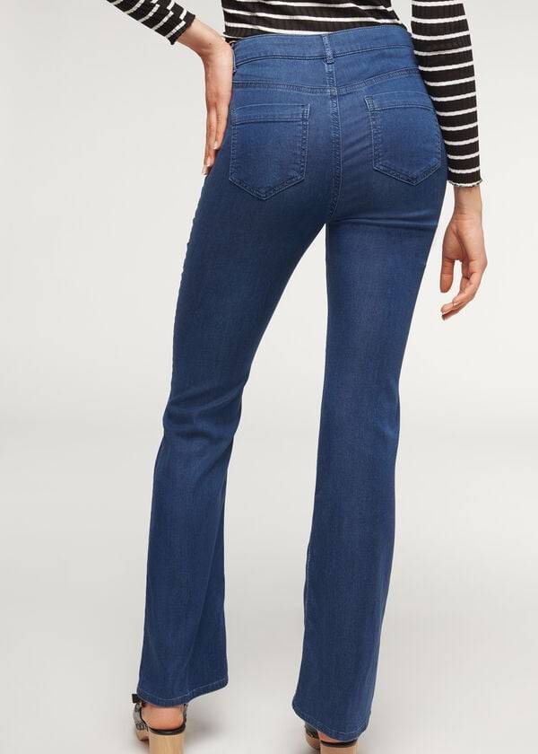 jeans a zampa in denim leggero ecologico calzedonia da donna blu navy