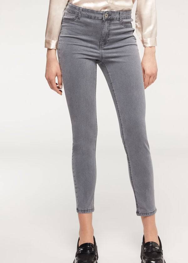 jeans da donna calzedonia eco light push up in denim argento