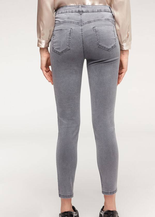 jeans da donna calzedonia eco light push up in denim argento
