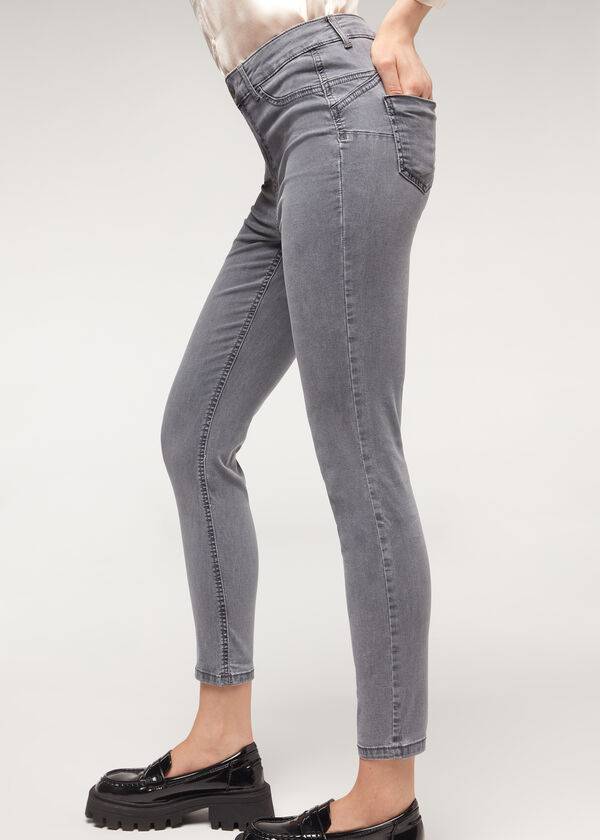 jeans da donna calzedonia eco light push up in denim argento