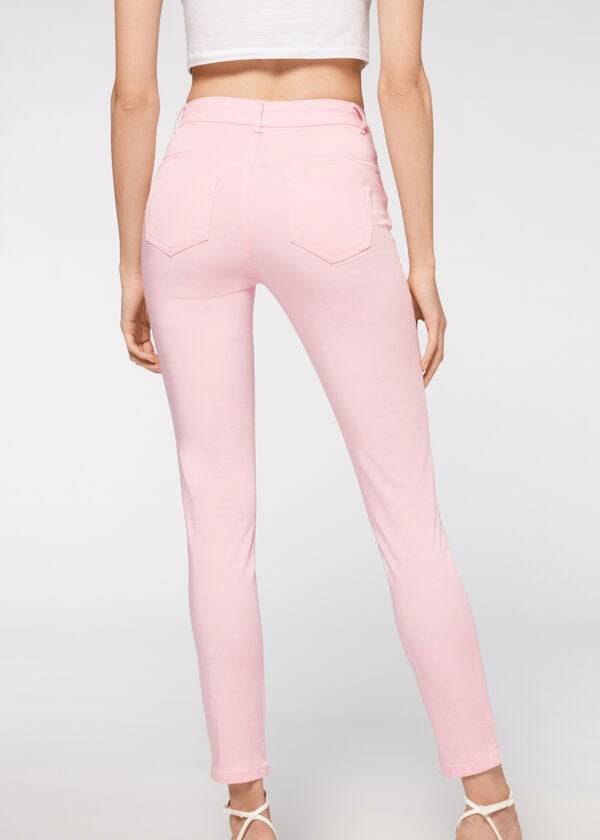 jeans da donna in denim rosa calzedonia eco light push up