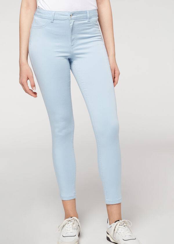 jeans da donna in denim beige calzedonia eco light push up