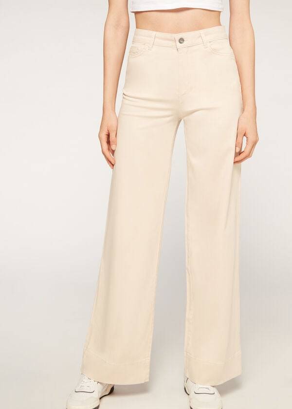 jeans calzedonia eco palazzo da donna marrone beige