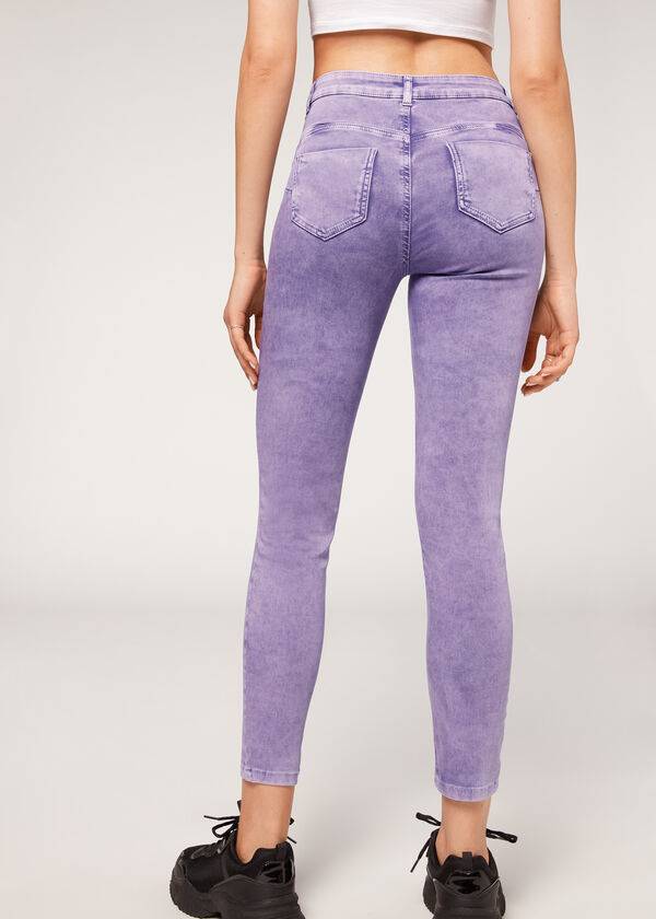 jeans da donna push-up aderenti sbiaditi calzedonia viola