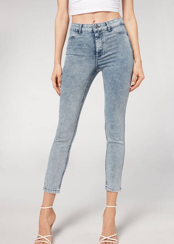 jeans aderenti push-up sbiaditi calzedonia da donna blu