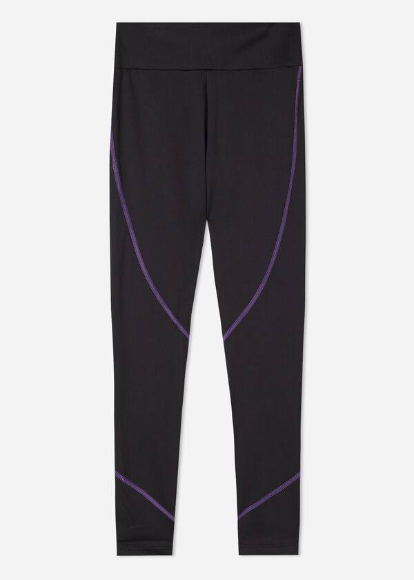 leggings sportivi da donna calzedonia contrast seam performance neroviola