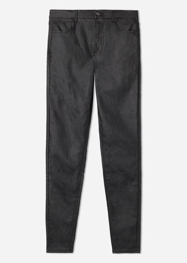 leggings aderenti in similpelle calzedonia neri da donna