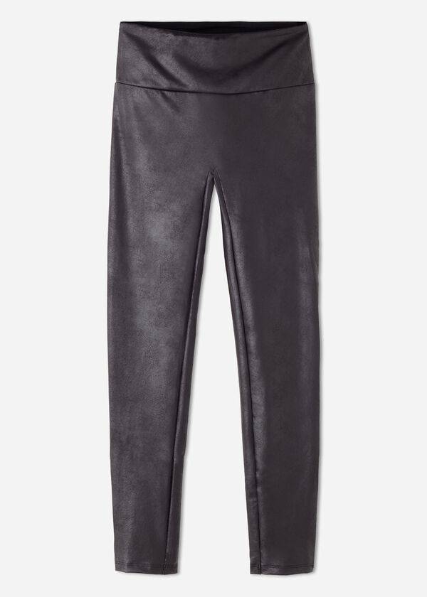 leggings da donna in similpelle calzedonia total shaper neri