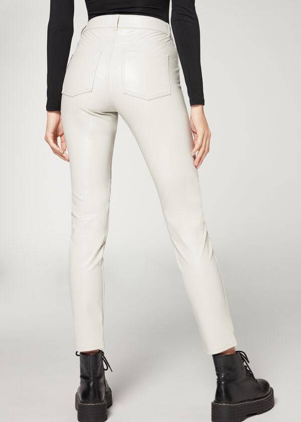 pantaloni da motociclista aderenti termici rivestiti calzedonia da donna bianchi