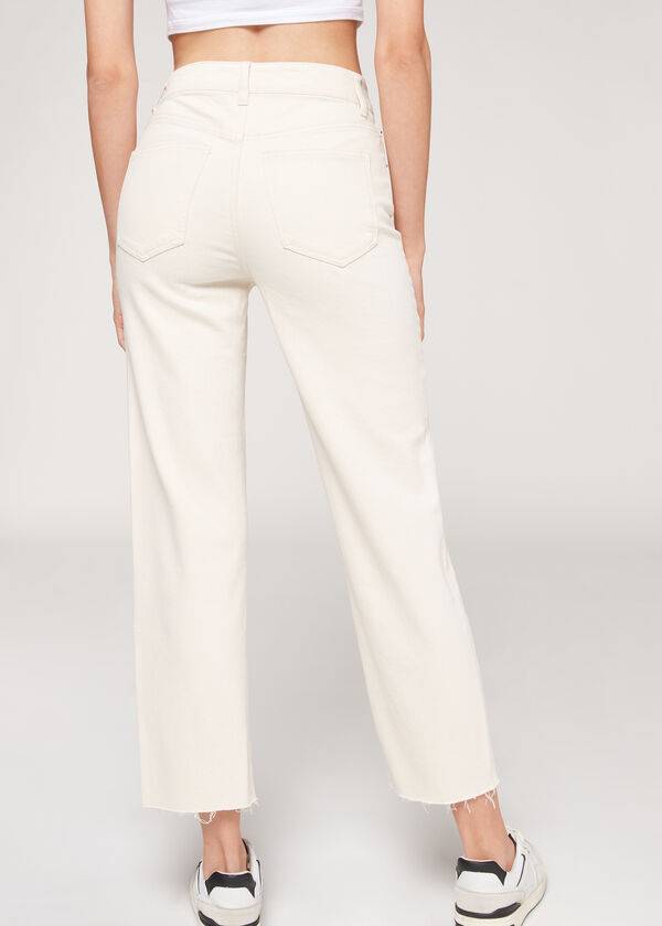 pantaloni corti a gamba dritta calzedonia da donna bianchi
