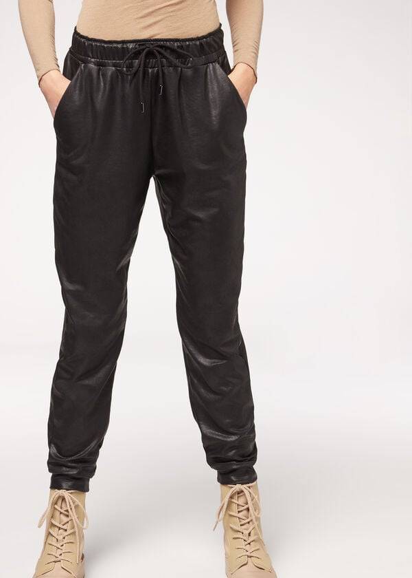 pantaloni termici da donna effetto pelle calzedonia neri