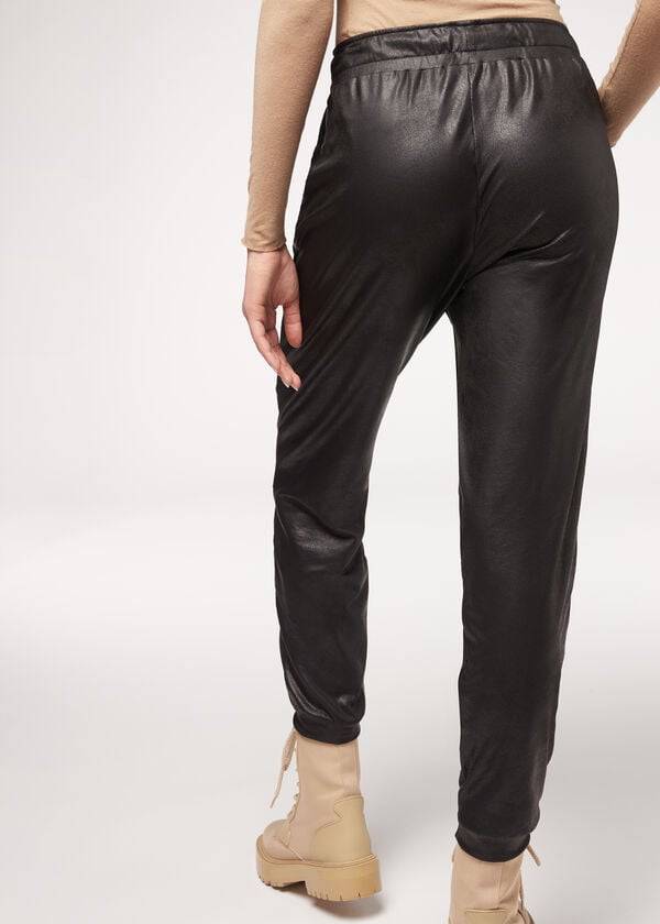 pantaloni termici da donna effetto pelle calzedonia neri