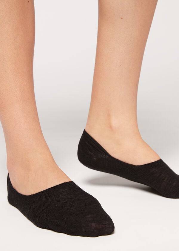 calzini invisibili da donna in lino e viscosa calzedonia neri
