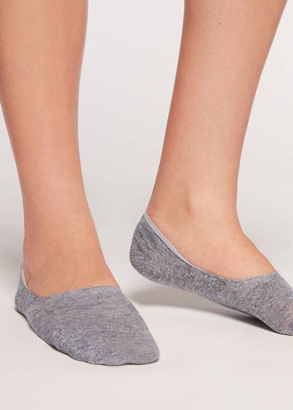 calzini invisibili calzedonia in lino e viscosa blu da donna