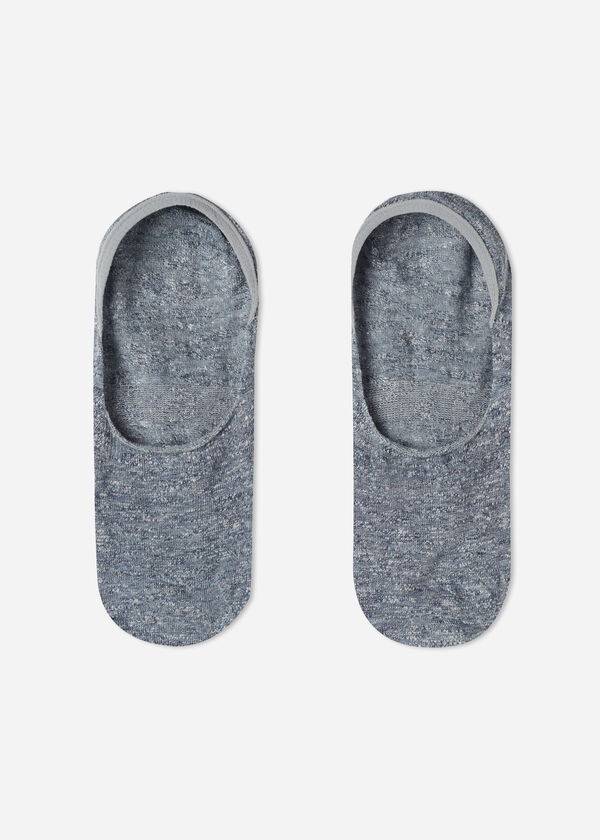 calzini invisibili calzedonia in lino e viscosa blu da donna