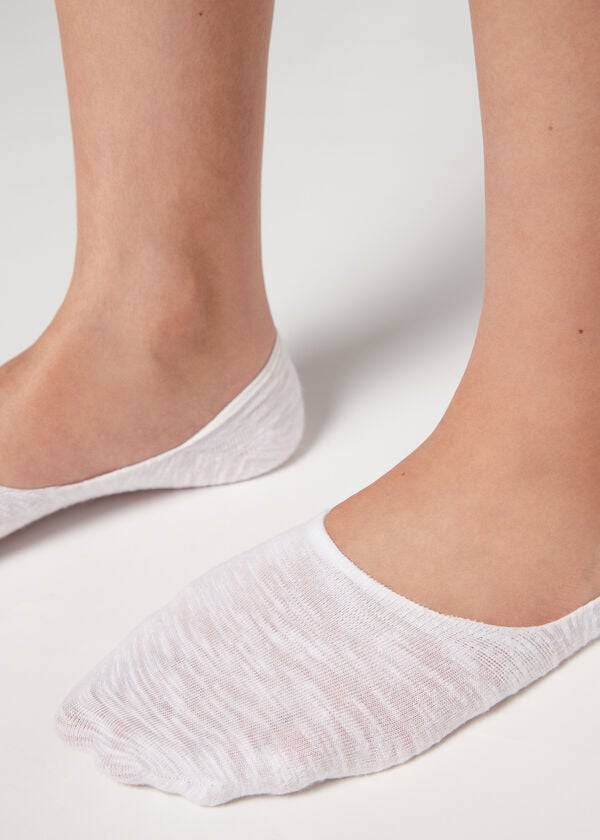 calzini invisibili da donna in lino e viscosa calzedonia bianchi