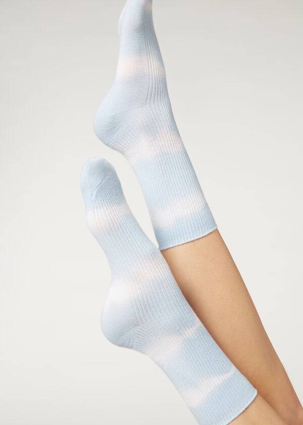 calzedonia tie dye patterned calzini corti da donna blu