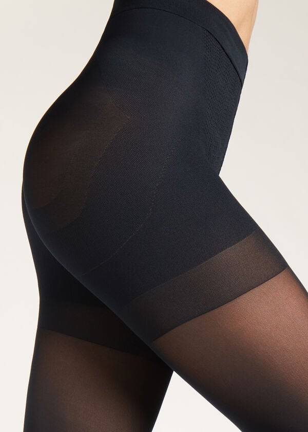 collant donna calzedonia 50 denier total shaper opaco blu