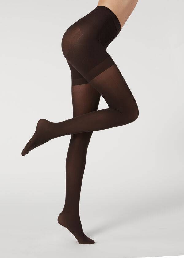 collant coprente calzedonia 50 denari total shaper da donna color caffè