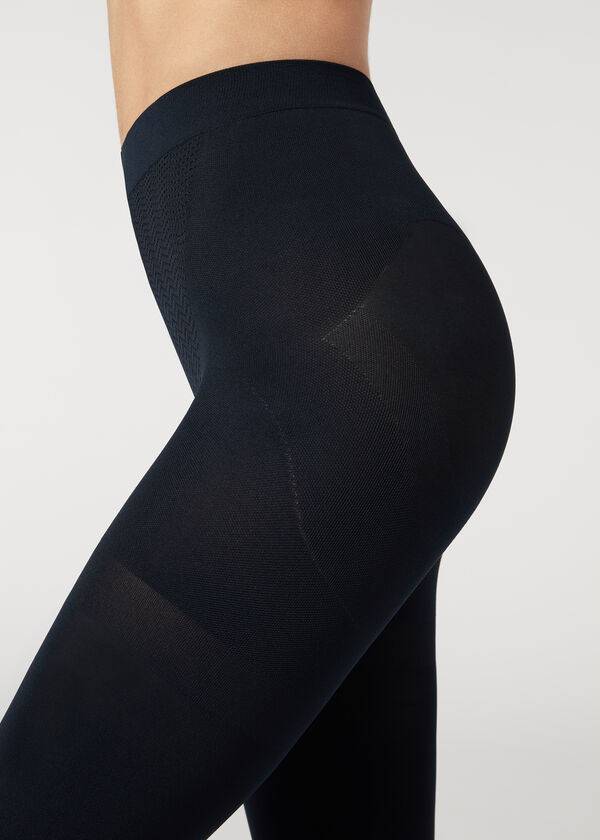calzedonia 80 denier super opaque total shaper collant donna blu