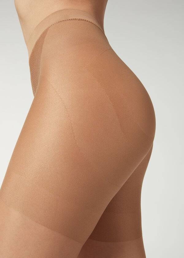 collant da donna trasparente calzedonia 15 denari total shaper beige marrone