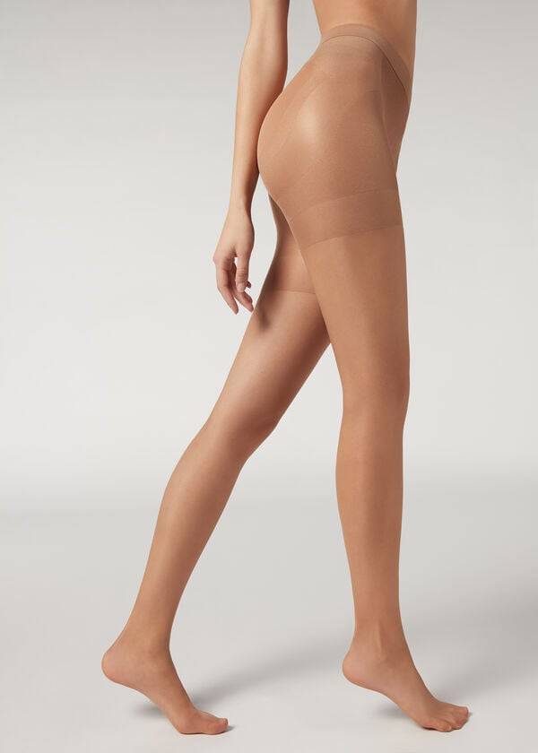 collant da donna trasparente total shaper 15 denari calzedonia marrone