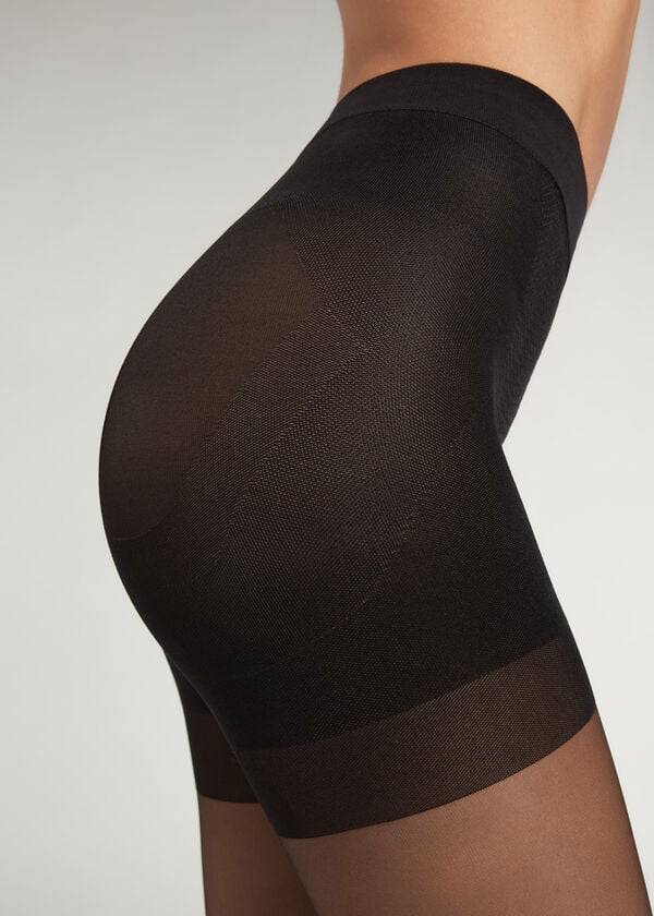 collant donna calzedonia 15 denari total shaper sheer nero