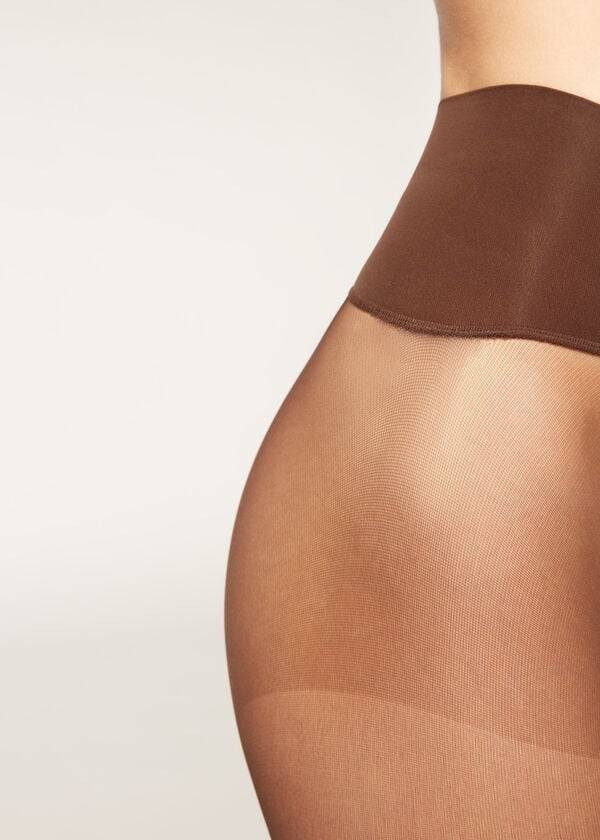 collant invisibili trasparenti essenziali calzedonia 20 denari da donna colore marrone