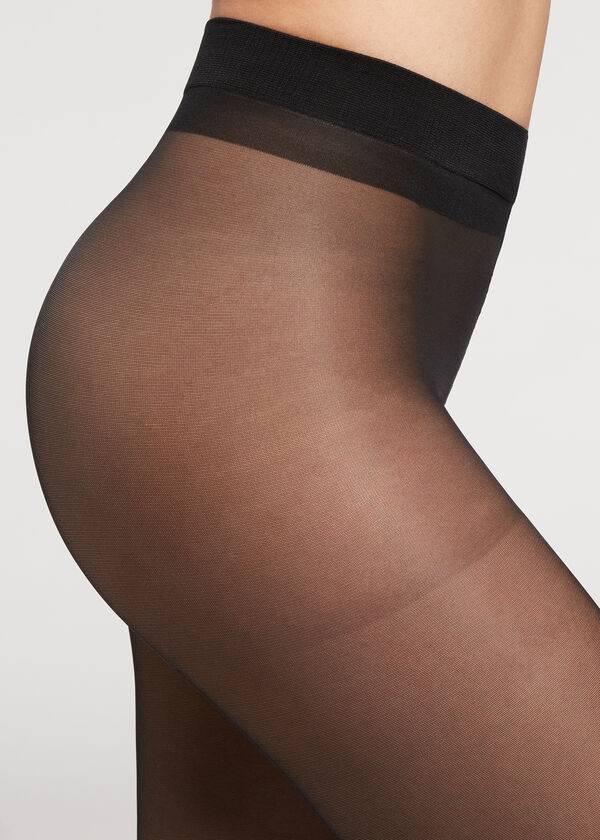 collant nero calzedonia 30 denari modellante con top modellante da donna