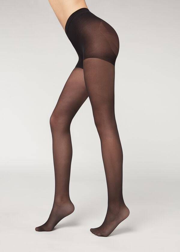 calzedonia 30 denier total shaper sheer sexy collant nero da donna