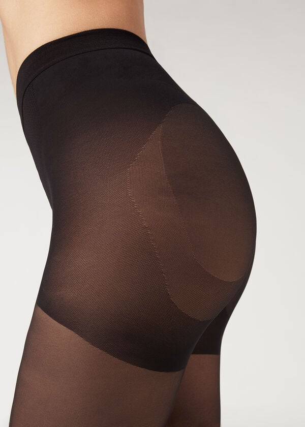 calzedonia 30 denier total shaper sheer sexy collant nero da donna
