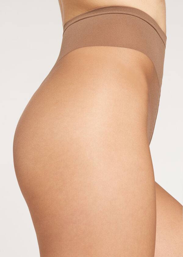 collant velato da donna calzedonia premium matt second skin 15 denari marrone
