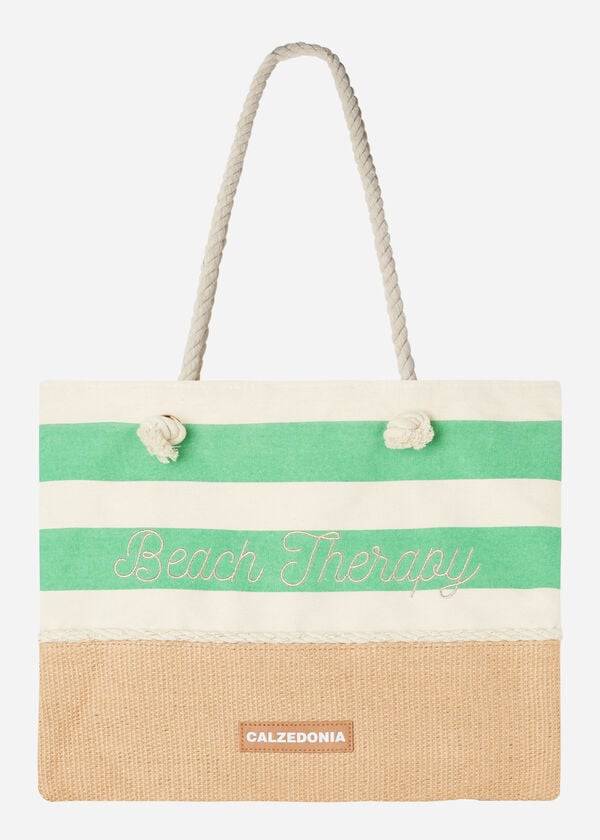 borsa da spiaggia a righe calzedonia verde da donna