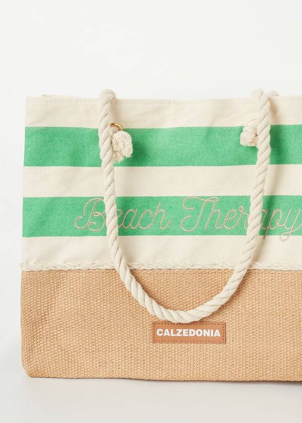 borsa da spiaggia a righe calzedonia verde da donna