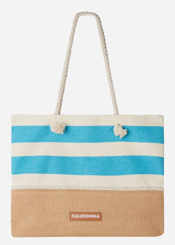borsa da spiaggia a righe calzedonia turchese verde da donna