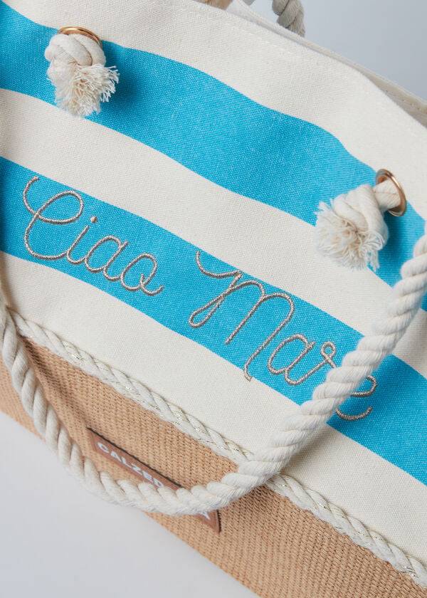 borsa da spiaggia a righe calzedonia turchese verde da donna