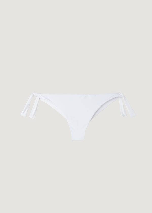 slip bikini brasiliano ecologico indonesiano con fiocco calzedonia da donna bianco