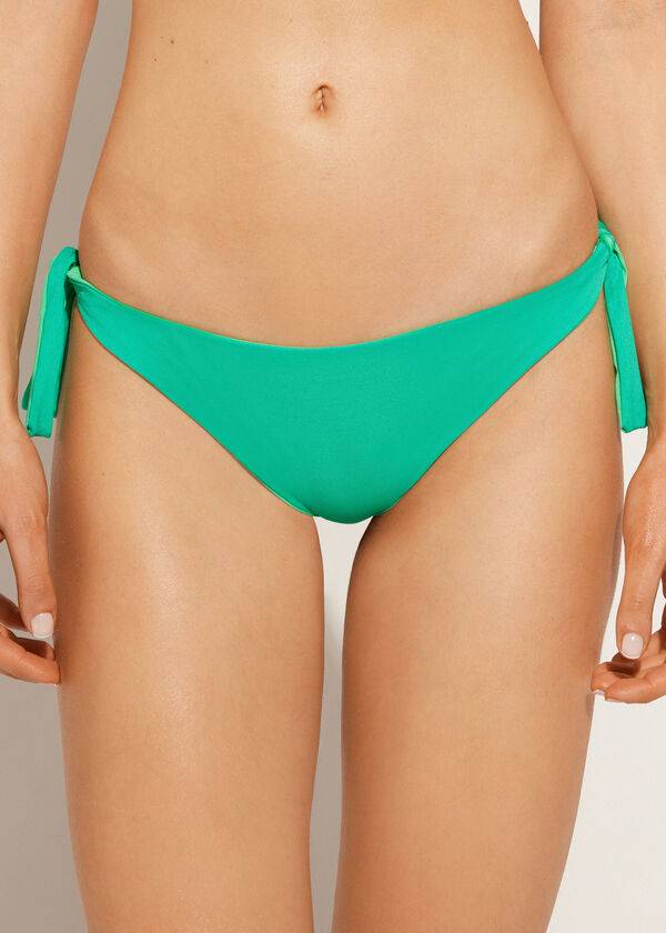 slip bikini brasiliano ecologico indonesiano con fiocco calzedonia da donna colore verde