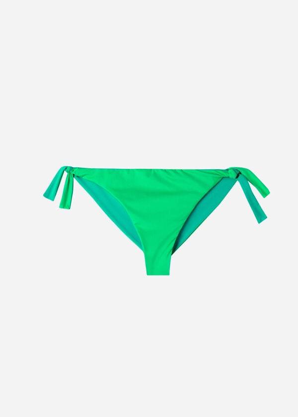 slip bikini brasiliano ecologico indonesiano con fiocco calzedonia da donna colore verde