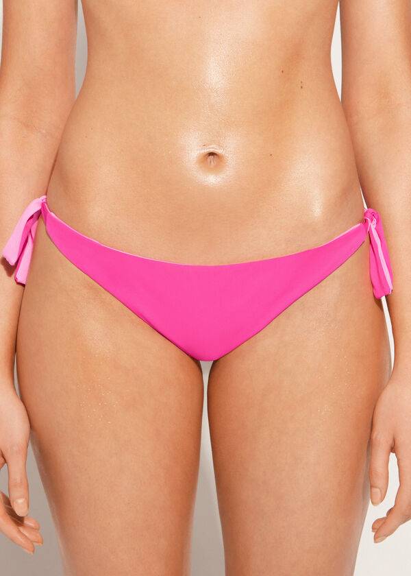 slip bikini brasiliano indonesiano ecologico con fiocco da donna calzedonia rosa